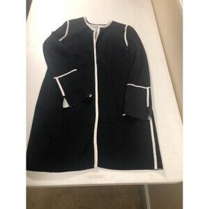 Womens Cardigan‎ Duster Black White Large Quiet Luxury Old Money Dark Academia